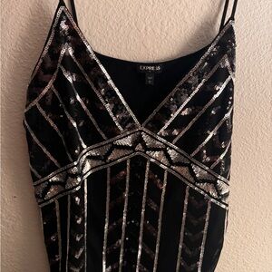 Express Black Dress with Silver Sequin Design brand new never worn.